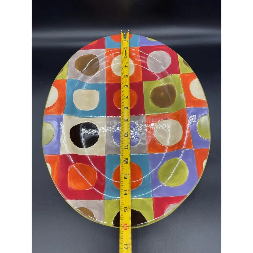 Pier 1 Urban Dot Hand Painted Earthenware Platter 16”